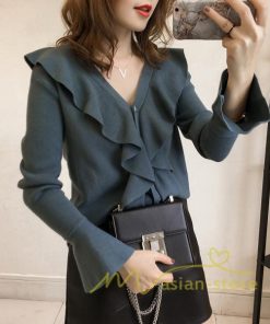 在庫ある | 短納期ニットインナーレディーストップス ニットブラウス フレアファッション フォーマルオフィスビジネスカジュアルブラウス 薄手 通学通勤 可愛い 着痩せ OL