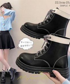 ショートブーツ | レディース 歩きやすい 編み上げブーツ ワークブーツ  編み上げ 痛くない ラウンドトゥ 美脚 厚底 通勤 通学 お出かけ カジュアル 旅行