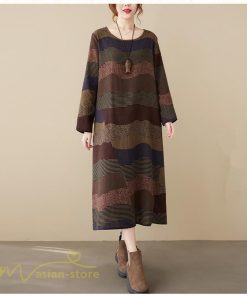 マキシ | ワンピース ロング丈 レディース シンプル 長袖ワンピース Aライン 秋コーデ カジュアル 丸首 40代 体型カバー ゆるワンピース 大きいサイズ ゆったり 50代