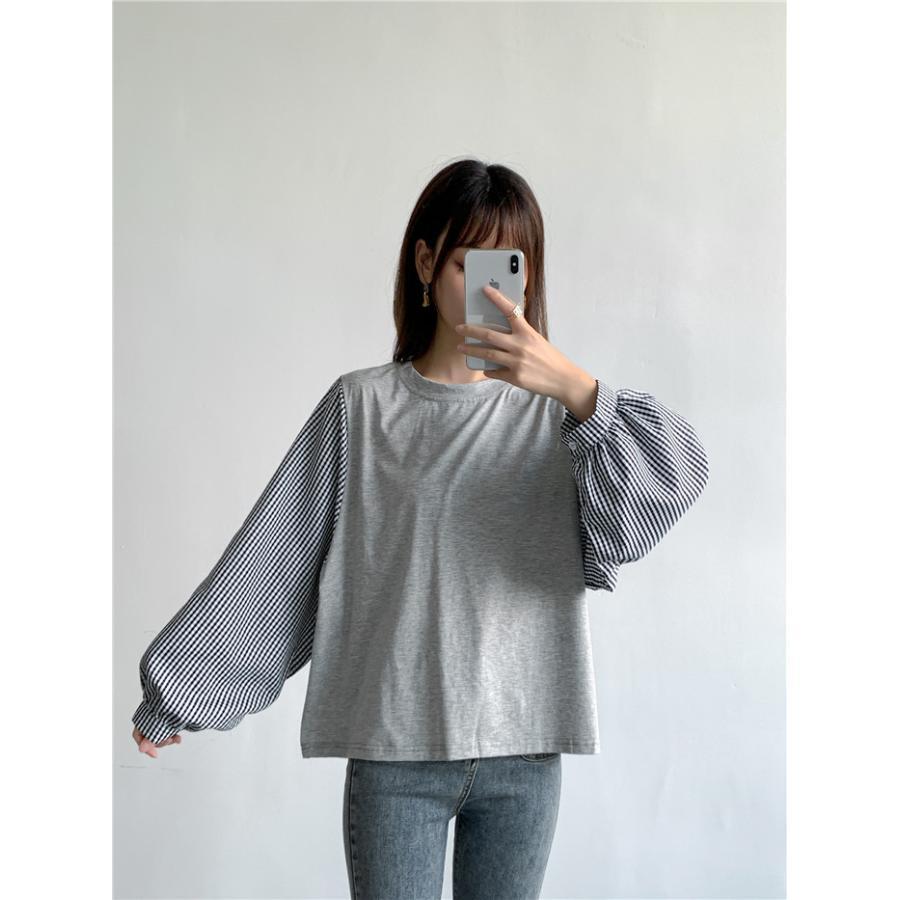 tシャツ・カットソー | Tシャツ 長袖 レディース カジュアル レイヤード カットソー シャツ 異素材 切り替え トップス Tシャツ ブラウス 20代 重ね着 30代 秋物 50代 ゆったり