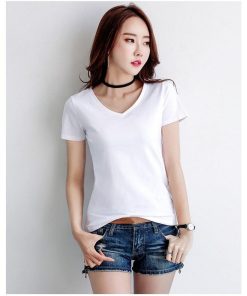 ｔシャツ・カットソー | Tシャツ レディース 半袖 夏Tシャツ サマー Vネック 無地 スリム 可愛い 綿