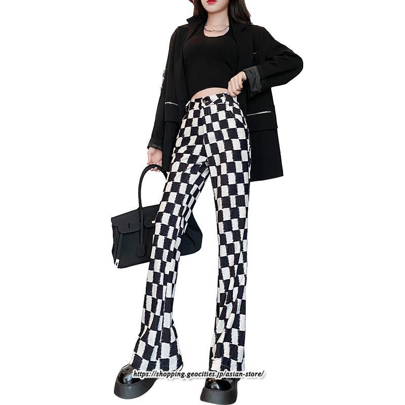 チノ・テーパード・ジョガー・スキニーパン | パンツ レディース フレアパンツ ロングパンツ チェック柄 カジュアル ハイウエスト ワイドパンツ トレンド かわいい おしゃれ 楽ちん お出かけ 送料無料 デート