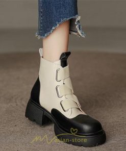 ショートブーツ | レディース 歩きやすい ワークブーツ 楽チン 痛くない ラウンドトゥ 美脚 厚底 カジュアル 通勤 通学 旅行 50代 30代 お出かけ 40代 20代