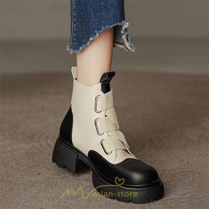 ショートブーツ | レディース 歩きやすい ワークブーツ 楽チン 痛くない ラウンドトゥ 美脚 厚底 カジュアル 通勤 通学 旅行 50代 30代 お出かけ 40代 20代