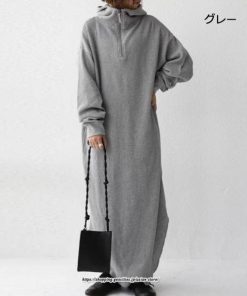 マキシ | ワンピース レディース パーカーワンピース 長袖 秋 冬 パーカー ロングワンピース ゆったり フード付き 体型カバー 40代 お洒落 通勤 上品 30代