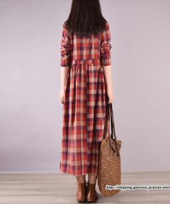 マキシ | チェックワンピース 秋ワンピース ロングワンピース 長袖ワンピース レディース ワンピース 秋物 ロング丈 ゆったり チェック柄 長袖 リボン付き 大人 30代