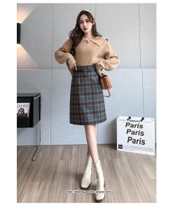 スカート | ミモレ丈 ひざ丈 レディース チェック柄 体型カバー 着痩せ Aライン ハイウエスト 上品 2022新作 通勤 秋冬コーデ オシャレ 韓国風 キレイめ