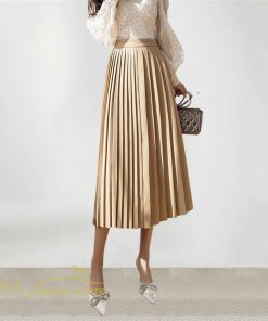 スカート | プリーツロング丈 ハイウエスト 春 着痩せ おしゃれ お誕生日 スカート夏 レディース ボトムス ロング膝下 ママ 通勤通学 大人 OL 母
