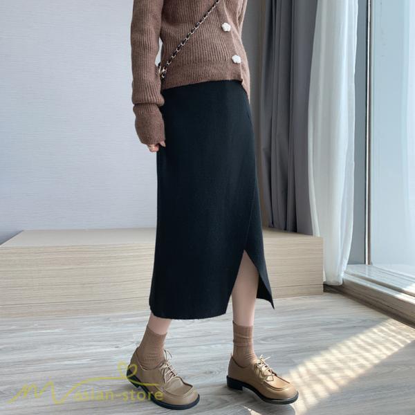 スカート | レディース マタニティウェア ロング丈 秋 冬 2022新作 妊婦服 裾口スリット 体型カバー ママ 産前 産後 ウエスト調整 マタニティきれいめ