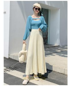 スカート | プリーツ ロング丈 ボトムス レディース ニットニット あったか 20代 30代 40代 秋 冬 韓国風 デート こなれ感 新作 秋冬物 お呼ばれ