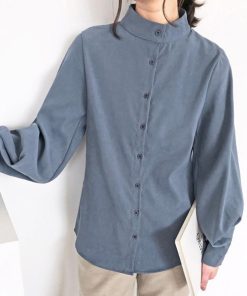 シャツ・ブラウス | フォーマル バルーン袖 スタンドカラー 無地 長袖チュニックシャツ おしゃれ 着やせ ハンドカラー レディース ブラウス トップス