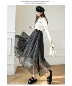 スカート | ロングレディース お花見 レディース チュール体型カバー おしゃれ 無地 可愛い カジュアル 30代 40代 20代 50代 韓国風