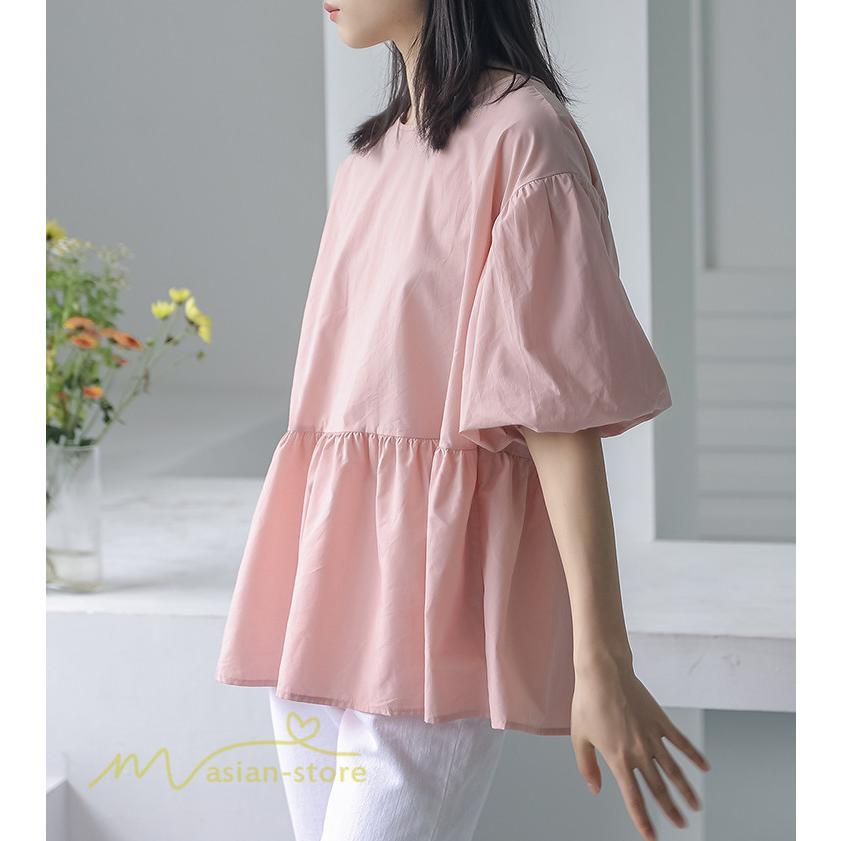 tシャツ・カットソー | Tシャツ レディース トップス サマー 半袖 無地 ゆったり ゆったり 可愛い フェイク 春物 夏服 カットソー 20代30代40代 ブラウス 薄手 体型カバー シンプル