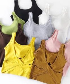 キャミソール | ノースリーブ ブラトップ レディース リブインナートップス セクシー下着 タンクトップ 背中開き パッド付き バッククロス