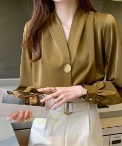 シャツ・ブラウス | ブラウス レディース 長袖ブラウス 春秋 オフィスブラウス 白vネック オシャレブラウス シフォントップス 韓国風 大人 上品 40代 ゆったりシャツ 通勤OL 50代