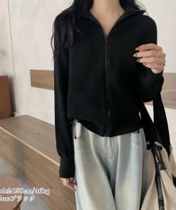 カーディガン | ジップアップニットブルゾン 韓国風 秋冬