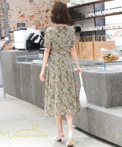 ミディアム | ワンピース Aライン レディース 着痩せ 上品 カジュアルワンピース 大きいサイズ きれいめ Vネック ひざ下丈 ミディアムワンピース お出かけ 通勤通学 30代40代