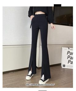 チノ・テーパード・ジョガー・スキニーパン | フレアパンツ レディース ハイウエスト センターシーム 韓国ファッション オフィス カジュアル 通勤 シンプル デイリー 春 秋 韓国 送料無料 冬 スリット