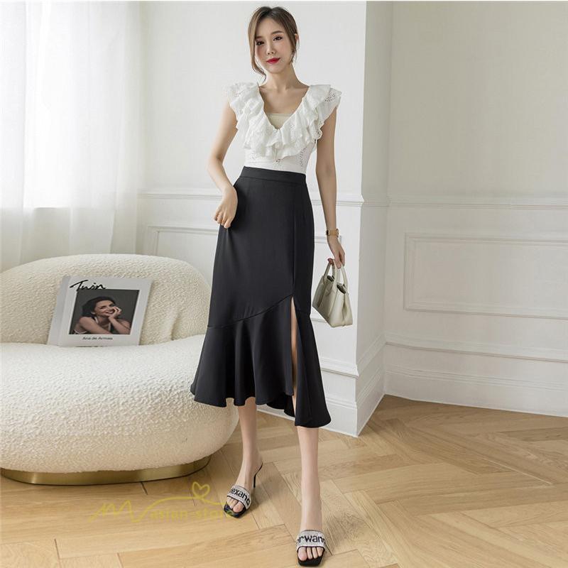 スカート | マーメイドボトムス レディース きれいめ 春 夏 無地 オフィス おしゃれ ミモレ丈 フォーマル 通勤 韓国風 ハイウエスト スリット エレガント 40代