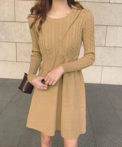 ワンピース | ケーブル編みニットミニ韓国風