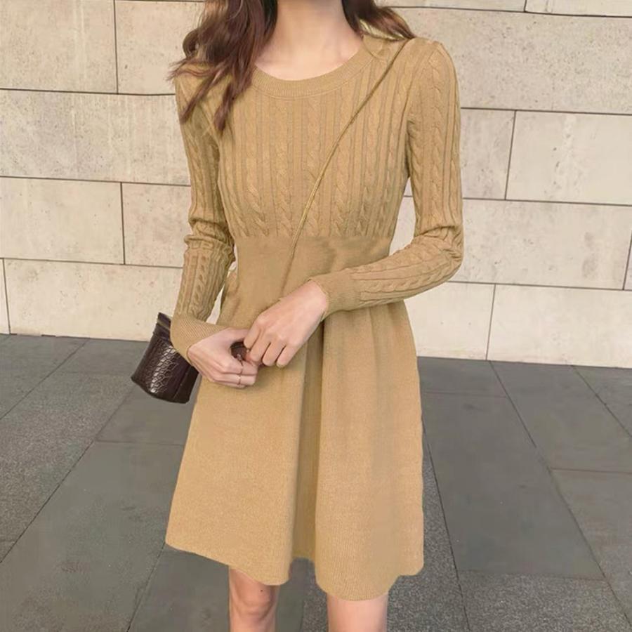 ワンピース | ケーブル編みニットミニ韓国風