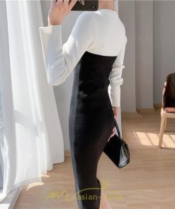 ニットワンピース | ワンピース 秋 秋服 レディース ニット ロングワンピース ロング 長袖 冬 冬服 タイト 切り替え 着痩せ お出かけ 韓国風 20代30代40代50代 通勤 2022新作