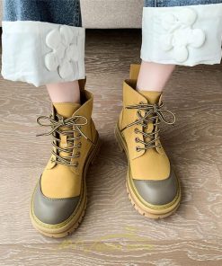 ショートブーツ | ブーツ レディース シューズ 厚底 おしゃれ  編み上げブーツ 2022トレンド 黒 黄色 灰色 歩きやすい 通学 通勤 旅行 外出 お出かけ デート