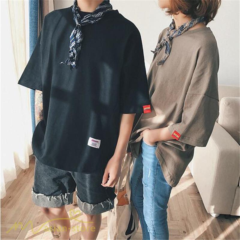 tシャツ・カットソー | Tシャツ カットソー 男女兼用 シンプル ゆったり 夏新作 サマー トップス レディース メンズ クルーネック おしゃれ 4色 黒 ピンク 白 カーキ 大きいサイズ