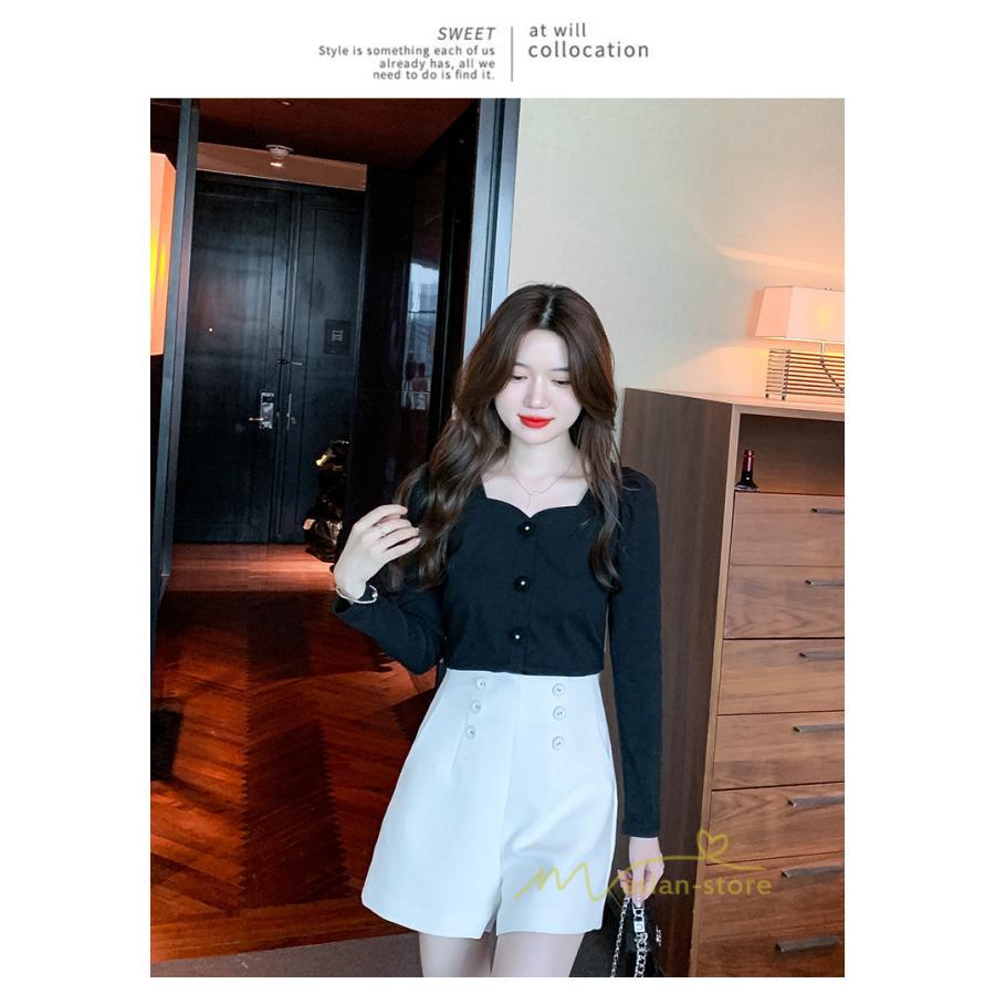 tシャツ・カットソー | ショート丈Tシャツ レディース 長袖Tシャツ カットソー タイト スリム 無地 トップス 綿 秋物 可愛い 小さい 通学通勤 20代30代 インナー 綿Tシャツ