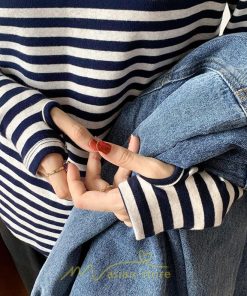 tシャツ・カットソー | 春物 レディース Tシャツ カットソー 長袖 トップス 綿 ボーダー シンプル プルオーバー リブ 柔らか 美ライン スリム ストレッチ 丸ネック 微伸縮 20代30代