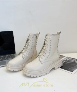 ショートブーツ | ブーツ レディース トレンド ミドル 厚底 袴ブーツ 黒 レースアップ 編み上げ オフホワイト 通勤 オフィス 疲れにくい 歩きやすい あったか 通学