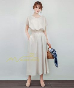 送料無料SALE | ロングワンピース 夏ワンピース 半袖 無地 フレアワンピース Vネック ベルト付き ゴム 女っぽい お呼ばれワンピース 大人 30代40代 ワンピ パーティー