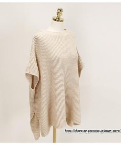 ニット・セーター | ニット レディース セーター 秋冬 春 トップス マント ポンチョ 重ね着風 大人 無地 ニットセーター 上品 サイドスリット プルオーバー ゆったり カジュアル