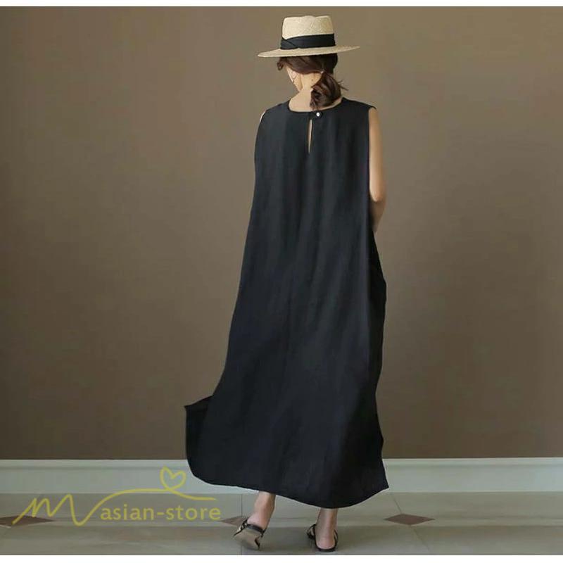 ノースリーブ | ワンピース レディース 40代 マキシワンピース 無地 ロングワンピース 着回し 着痩せ きれいめ ゆったり 40代 20代 体型カバー 30代 送料無料