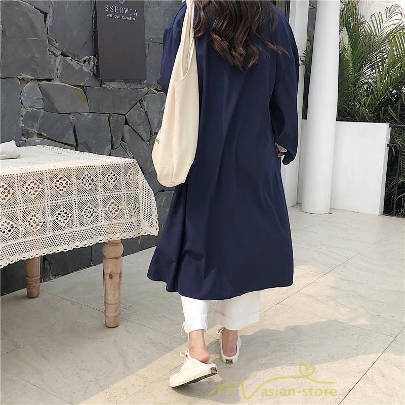 シャツワンピース | 長袖ワンピース 羽織り ワンピース ライトジャケット 膝下丈 無地 カワイイ ロングシャツ ゆったり カジュアルシャツ 20代30代 体型カバー