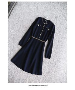 ミディアム | ニットワンピース レディース 40代 ワンピース 秋冬 長袖ワンピース 膝丈ワンピース ニットAラインスカート ロング丈 オシャレ通勤 30代50代 韓国風 大人上品