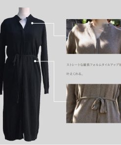 ワンピース | キーネック 大人 おしゃれ ロングワンピ 秋冬 シンプル 上品 ニットレディース セーター暖かい