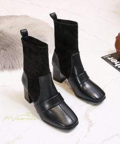 ショートブーツ | ブーツ レディース ローヒール スエード Pu 履きやすい ヒールブーツ 太めヒール ブーティ シューズ 靴 歩きやすい 秋 冬 通勤 40代 20代 通学 OL きれい 30代