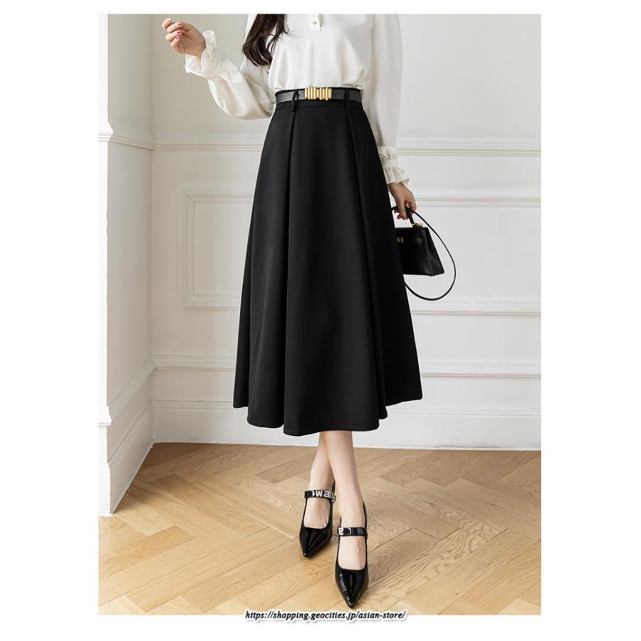 スカート | フレアロングロング丈 ミモレ丈 Aラインベルト付き 通勤 20代 30代 40代 50代 上品 コーデ 着痩せ 高見え 送料無料