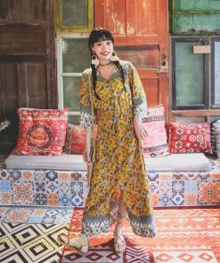 マキシ | マキシワンピース 春 夏 秋 レディース ワンピース 旅行 7分袖 カジュアル ロングワンピース 40代 花柄 旅行着 ゆったり 20代30代 Aラインワンピース お出かけ