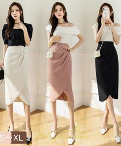 スカート | スリット入り 膝下 ひざ下 レディース ボトムス オフィス カジュアル 美脚 セクシー スリット 黒 ベージュ 脚長 ピンク ハイウエスト 通勤 春夏秋冬 OL