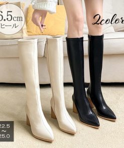 ニーハイブーツ | ロングブーツ レディース 太ヒール
