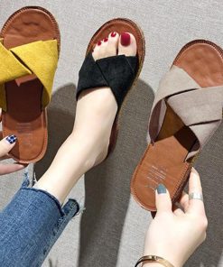 サンダル | ぺたんこレディース フラット クロスストラップコンフォート ビーチスエ−ド調 スリッパ