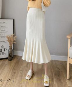 スカート | ロング丈 秋冬 レディース ロングウエストゴム ハイウエスト 黒 グレー マーメイド コーデ お出かけ 韓国風 脚長効果 フレア 人気新作