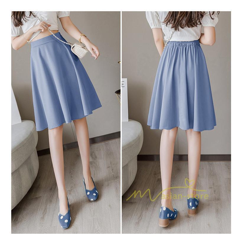 スカート | 膝丈 春秋 無地 フレアレディース ミディアム丈 ペンシルミモレ 黒 大人 20代 30代 40代 上品 OL エレガント 母 ママ