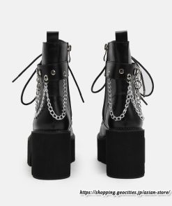 ショートブーツ | 大きいサイズ26.5cm レディース 厚底ブーツ 上品 ブーツ 秋冬 春 チャンキーヒール 太ヒール 黒ブーツ 大人 厚底 シンプル レースアップ