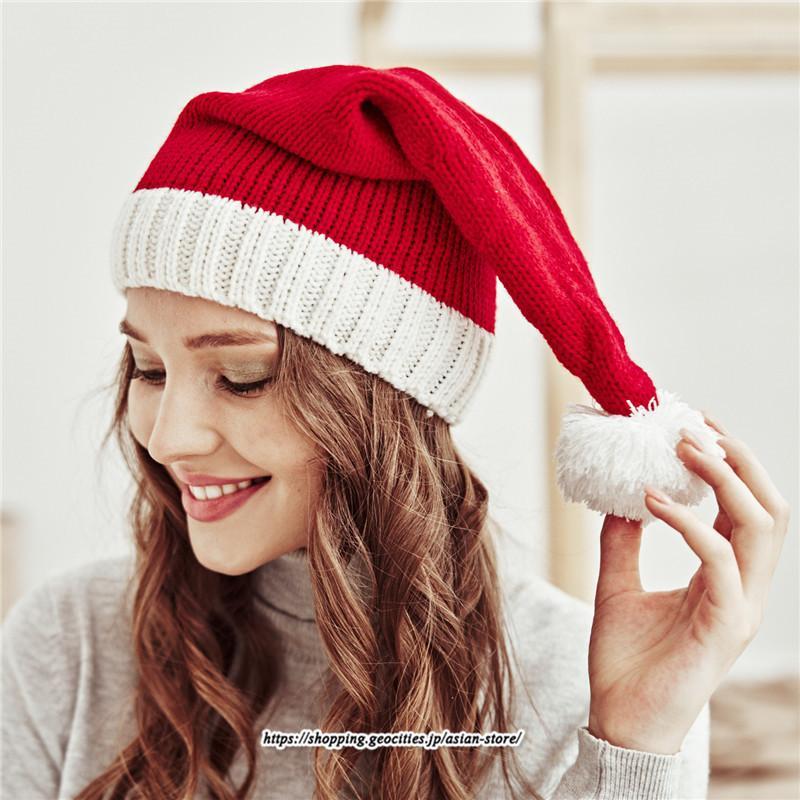 レディース | サンタ帽子 クリスマス 厚手 2022 サンタクロース 帽子 ふわふわ パーティー コスプレ サンタ 仮装 接客 子供 大人 イベント ニット 2type 親子