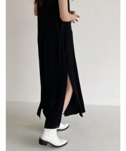 ノースリーブ | ワンピース マキシワンピース マキシワンピ マキシ ロングワンピース ワンピ スリット シンプル 無地 春夏 フレアワンピース ゆったり
