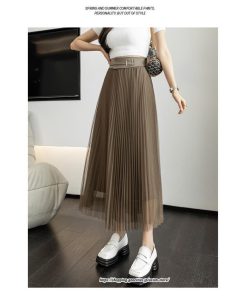 スカート | レディース 春秋 チュール美脚 プリーツロングAライン 体型カバー ボトムス おしゃれ 大人 通勤 お出かけ オシャレ