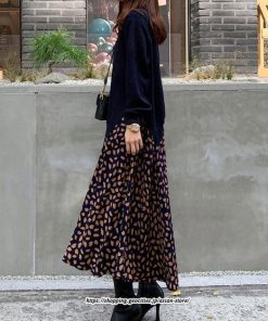 マキシ | ドッキングワンピース 長袖ワンピース 秋ワンピース 切替 フレアワンピース Aライン ロングワンピース レイヤード風 ライトスウェット Tシャツ切り替え